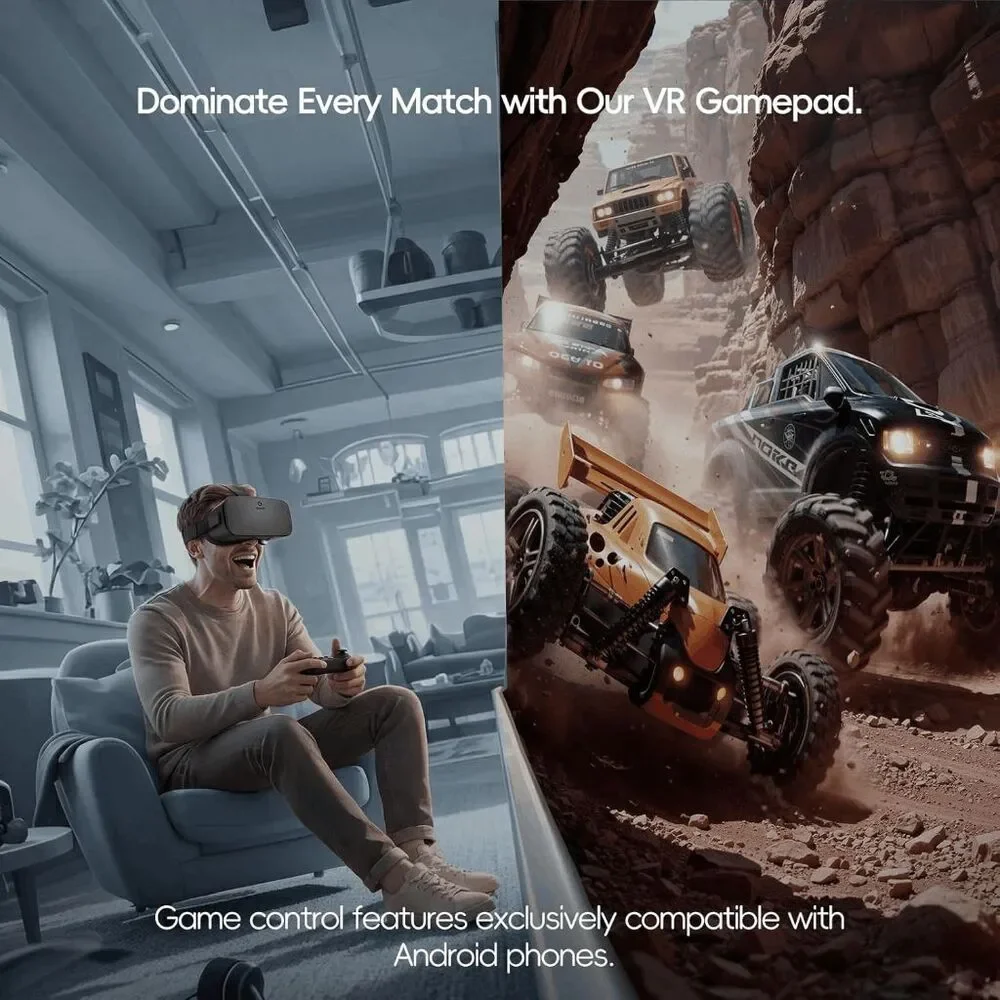 DESTEK V5 VR Headset for Phone with Controller Anti-Blue Eyes Protected HD Lens